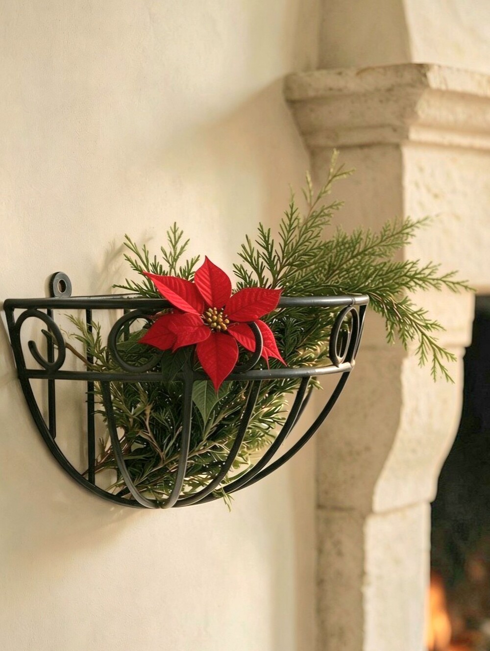 Black Wrought Iron Wall Basket Multifunctional Planter Kitchen Bathroom Storage